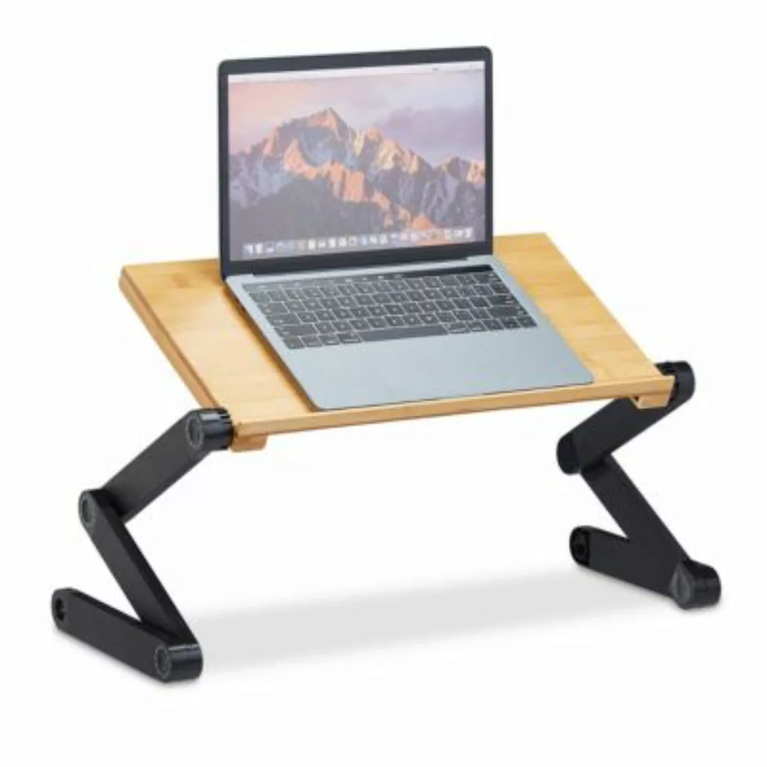 relaxdays Laptop Ständer Bambus Aluminium natur günstig online kaufen