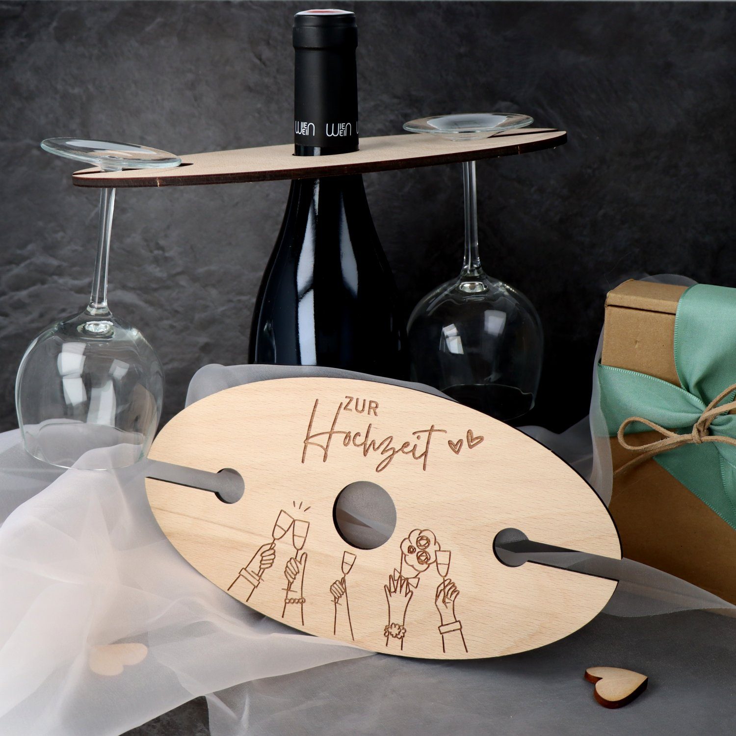 Spruchreif® Weinflaschenhalter Weinglashalter aus Holz, Holz günstig online kaufen