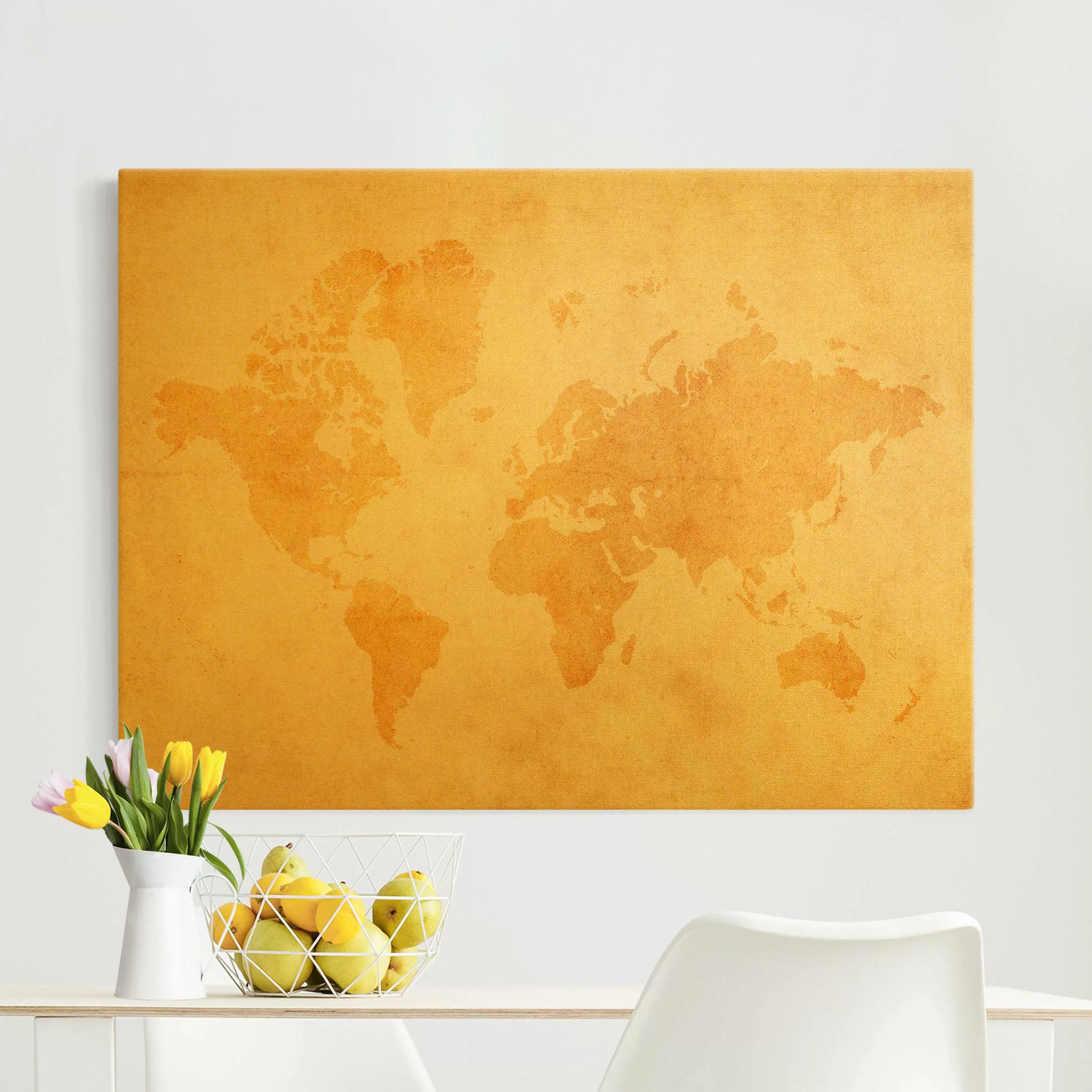 Leinwandbild Gold Vintage Weltkarte günstig online kaufen