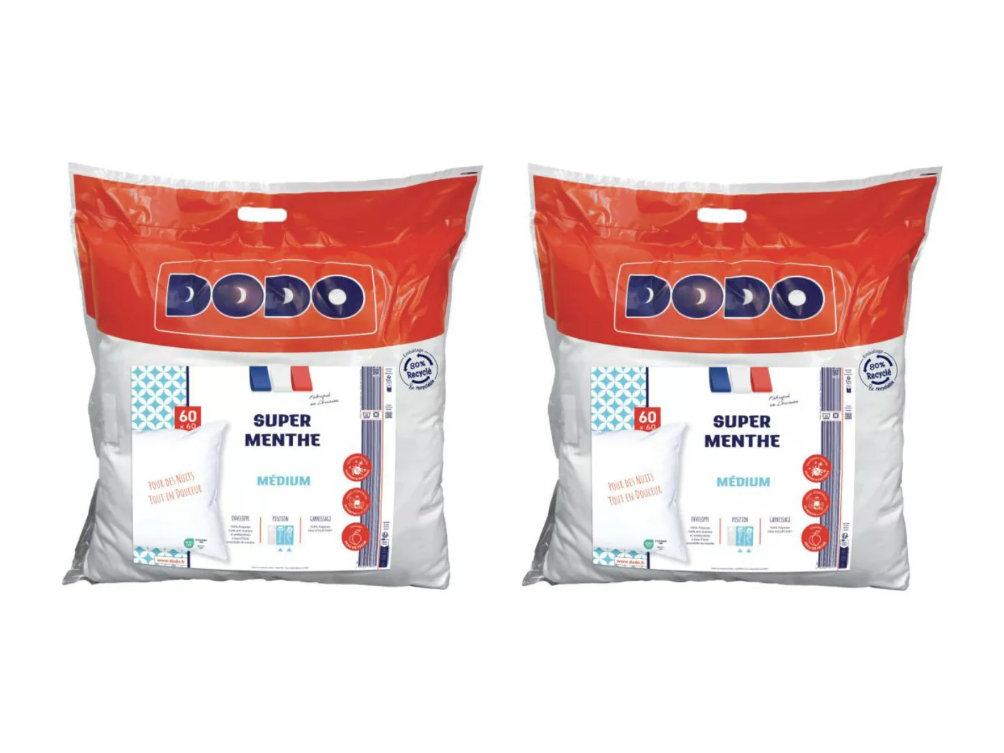 Anti-Milben-Kopfkissen DODO 2er-Set - natürlich - 60 x 60 cm - MENTHOL PROT günstig online kaufen