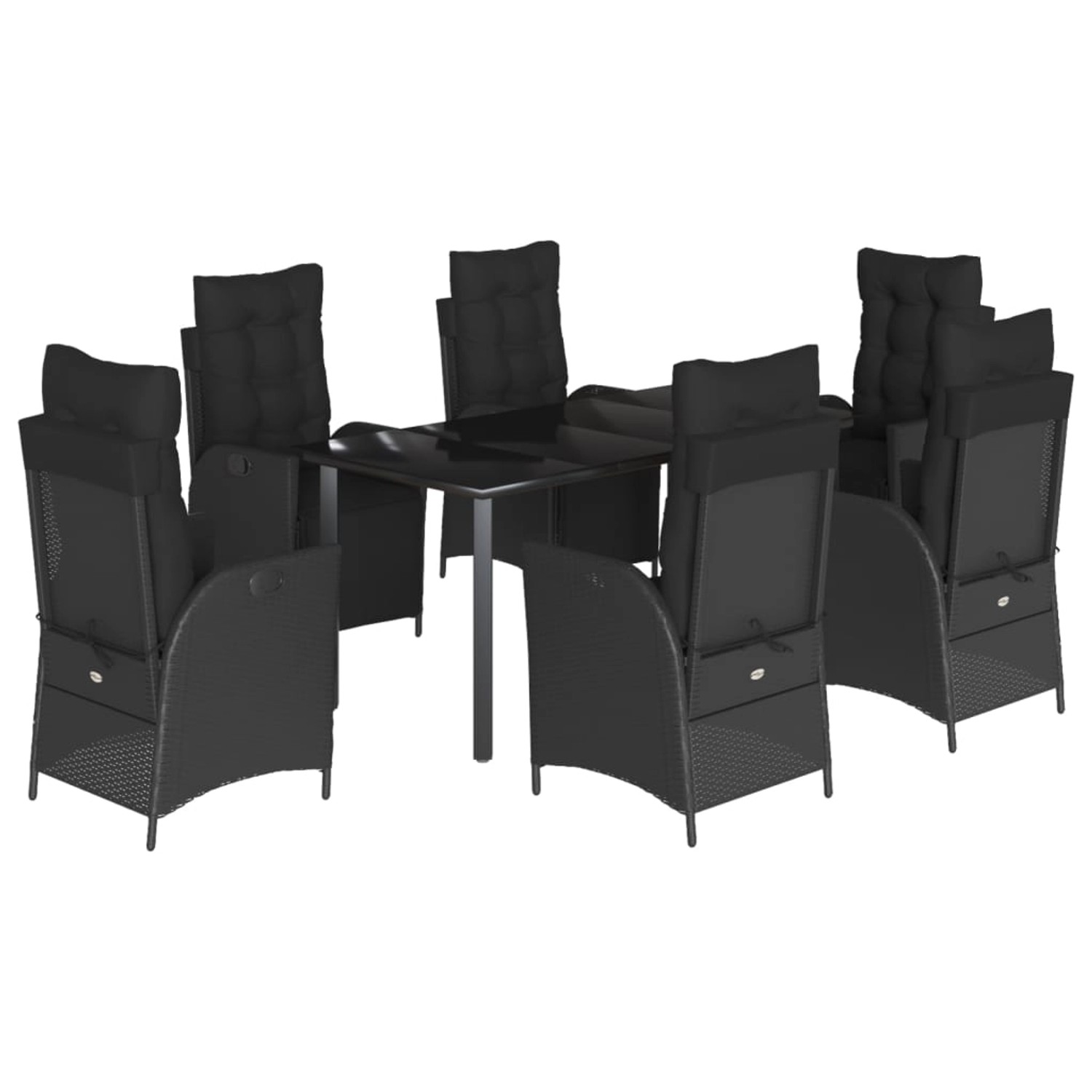 vidaXL 7-Tlg Garten-Essgruppe mit Kissen Schwarz Poly Rattan 3213403 günstig online kaufen