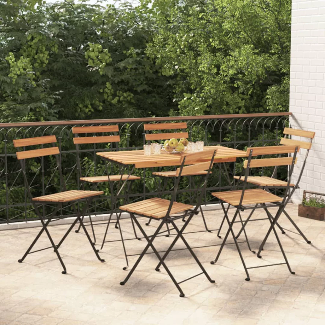 Vidaxl 7-tlg. Bistro-set Klappbar Massivholz Akazie Und Stahl günstig online kaufen