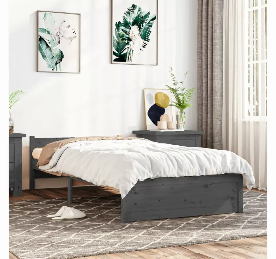 vidaXL Bett Massivholzbett Grau 75x190 cm günstig online kaufen