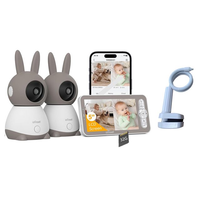 ieGeek Babyphone Babyphone mit 2 Kamera 2K/3MP 5 Zoll mit Halterung mit 32G günstig online kaufen