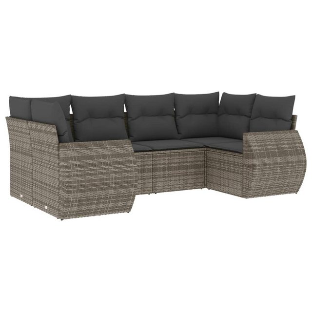 vidaXL Sofaelement 6-tlg. Garten-Sofagarnitur mit Kissen Grau Poly Rattan ( günstig online kaufen