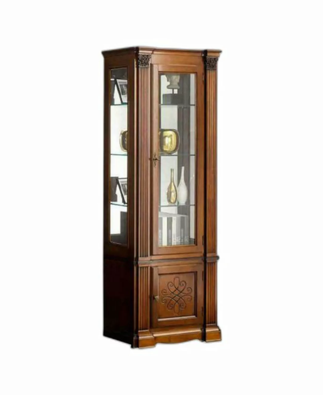 Xlmoebel Vitrine Holz Vitrine Braun Wohnzimmer Schrank Massivholz Modern (1 günstig online kaufen