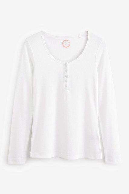 Next Langarmshirt Geripptes Henley-Shirt (1-tlg) günstig online kaufen