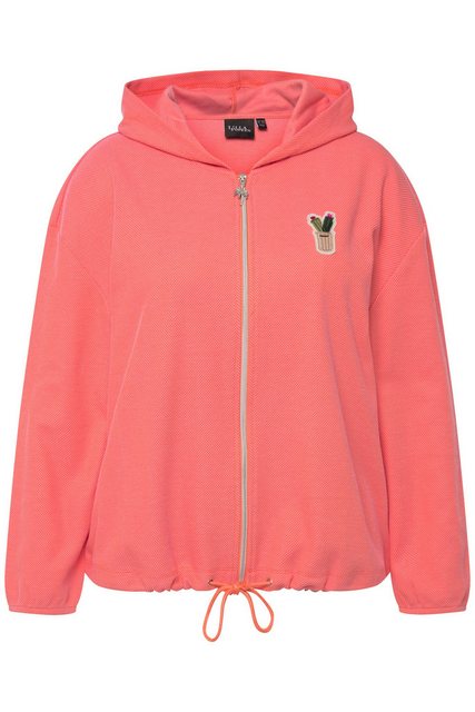 Ulla Popken Sweatjacke Sweatjacke Piqué-Struktur Kapuze Kaktus-Stickerei günstig online kaufen