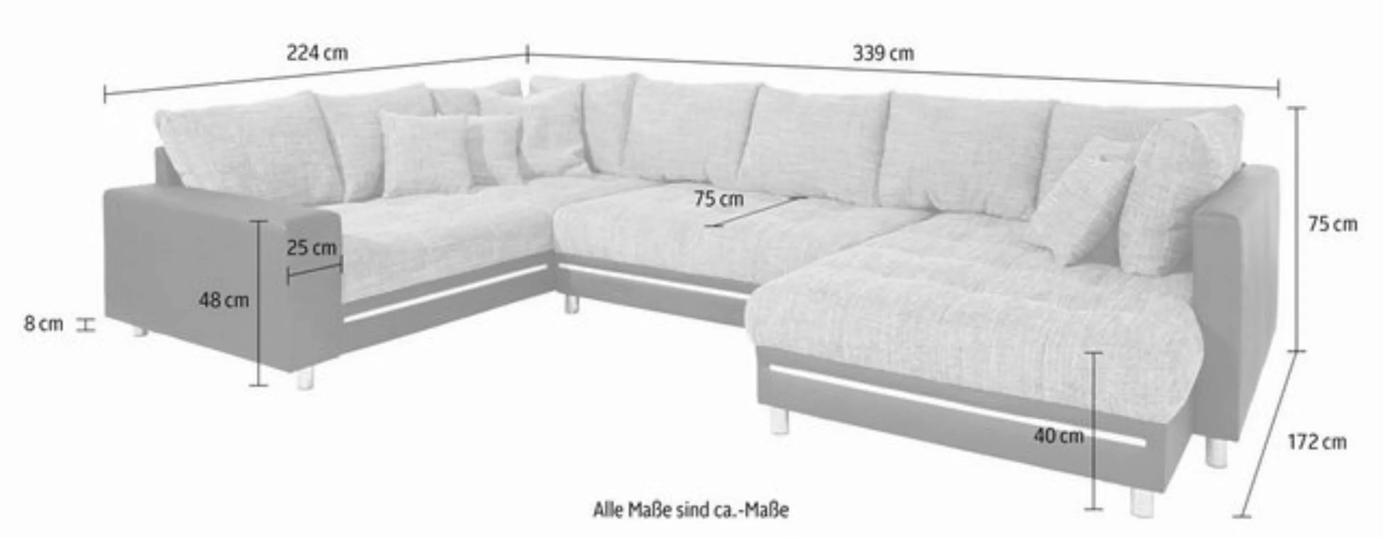 Mr. Couch Wohnlandschaft Tobi U-Form, wahlweise mit Kaltschaum (140kg Belas günstig online kaufen