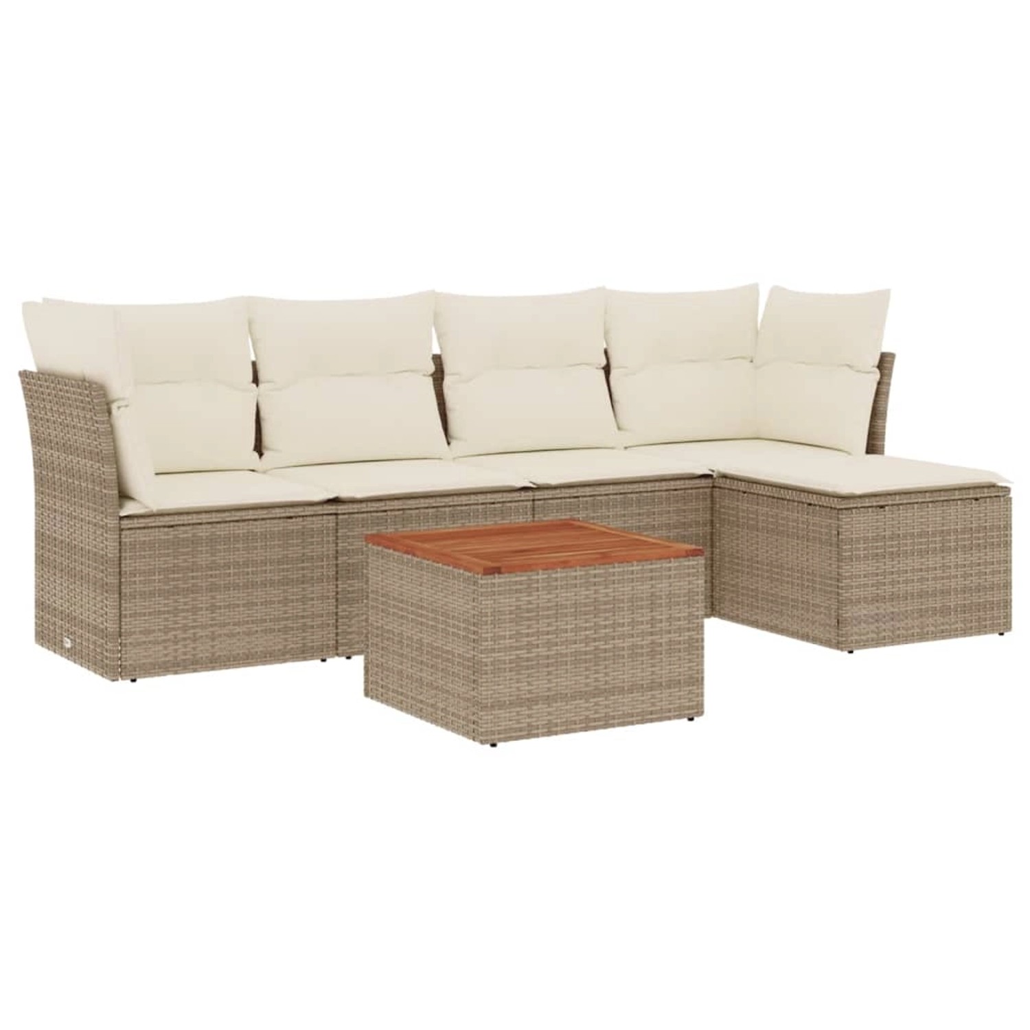 vidaXL 6-Tlg Garten-Sofagarnitur mit Kissen Beige Poly Rattan 3223615 günstig online kaufen