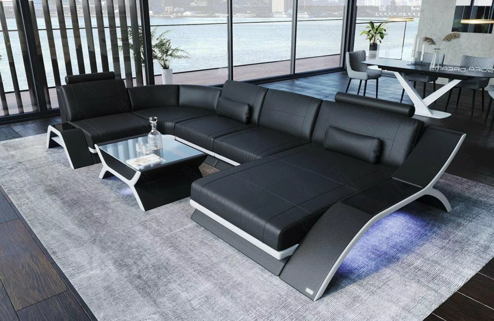 Sofa Dreams Wohnlandschaft Sofa Leder Calabria U Form Ledersofa, Couch, mit günstig online kaufen