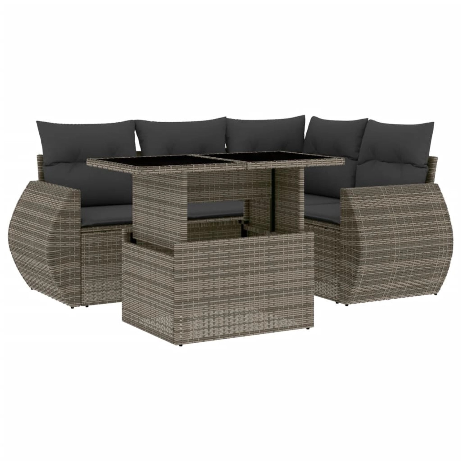 vidaXL 5-tlg Garten-Sofagarnitur mit Kissen Grau Poly Rattan Modell 88 günstig online kaufen