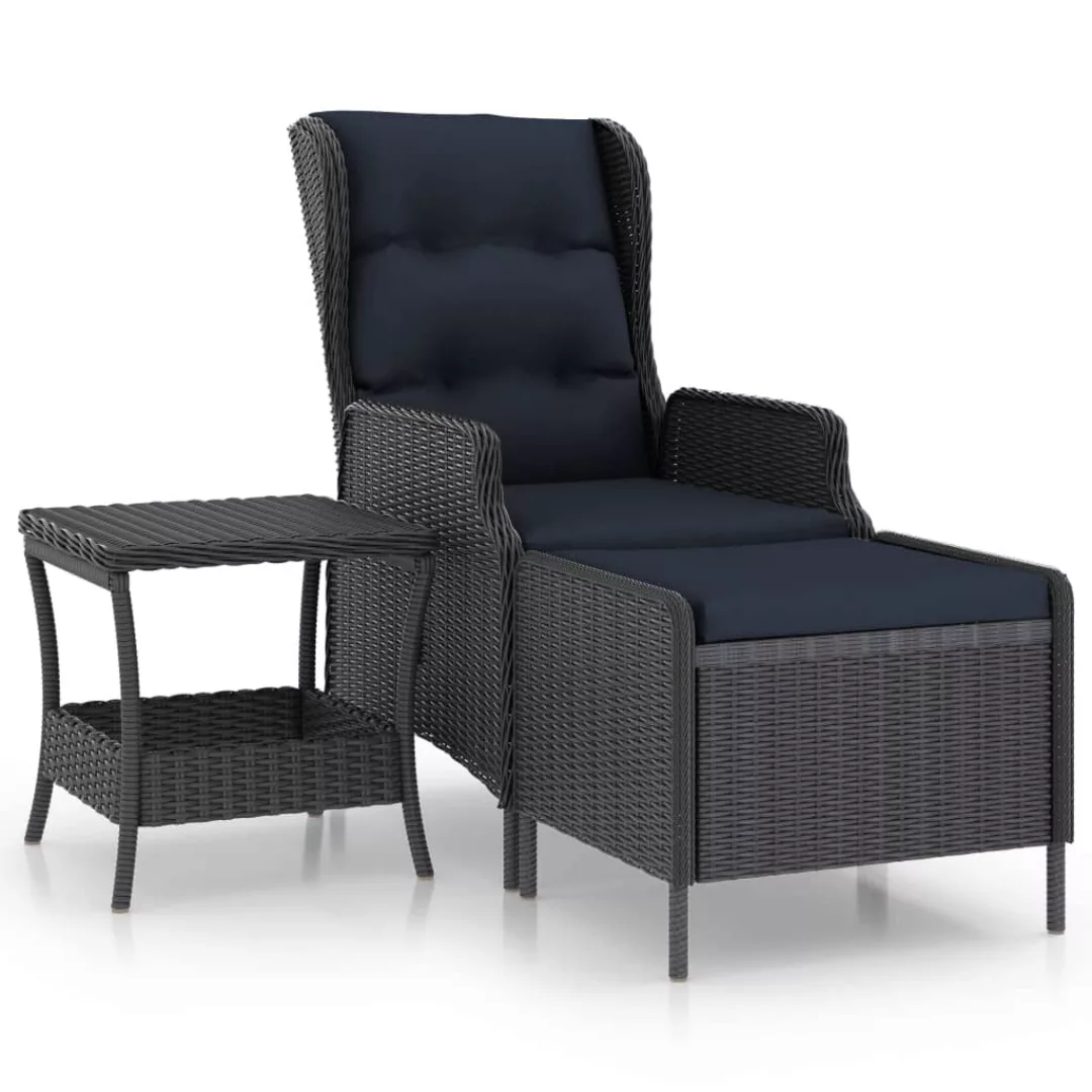 2-tlg. Garten-lounge-set Mit Auflagen Poly Rattan Dunkelgrau günstig online kaufen