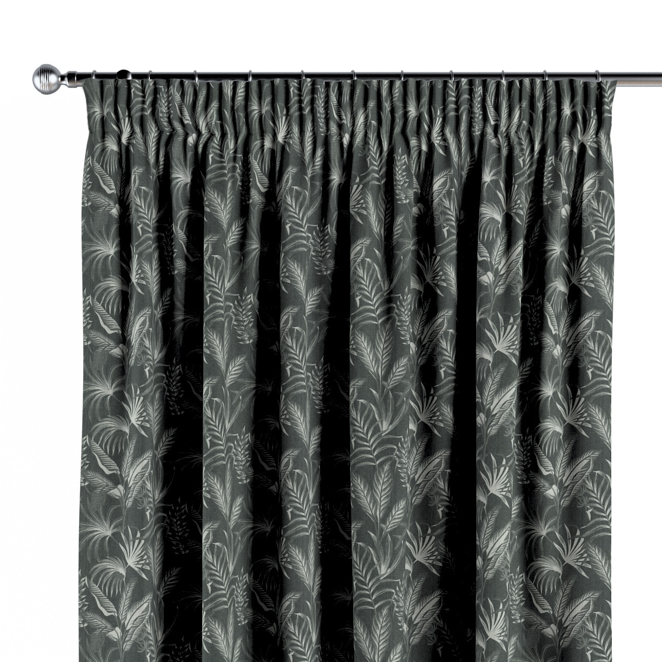 Vorhang mit Kräuselband, schwarz, Flowers (143-73) günstig online kaufen