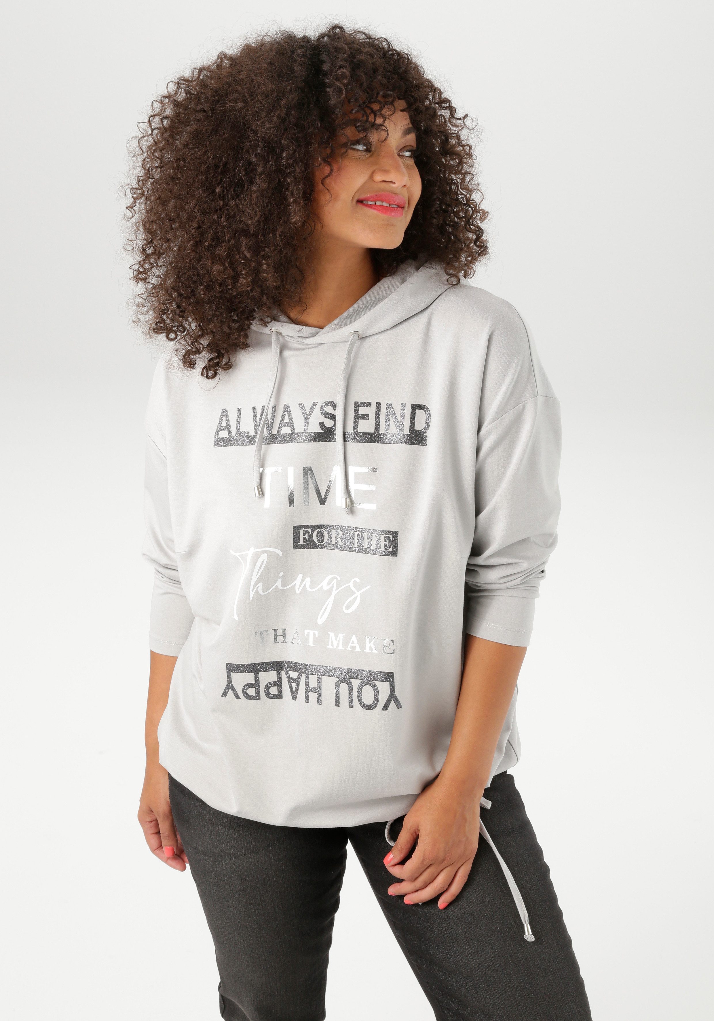 Aniston PLUS Kapuzensweatshirt super bequeme Sweat-Qualität günstig online kaufen