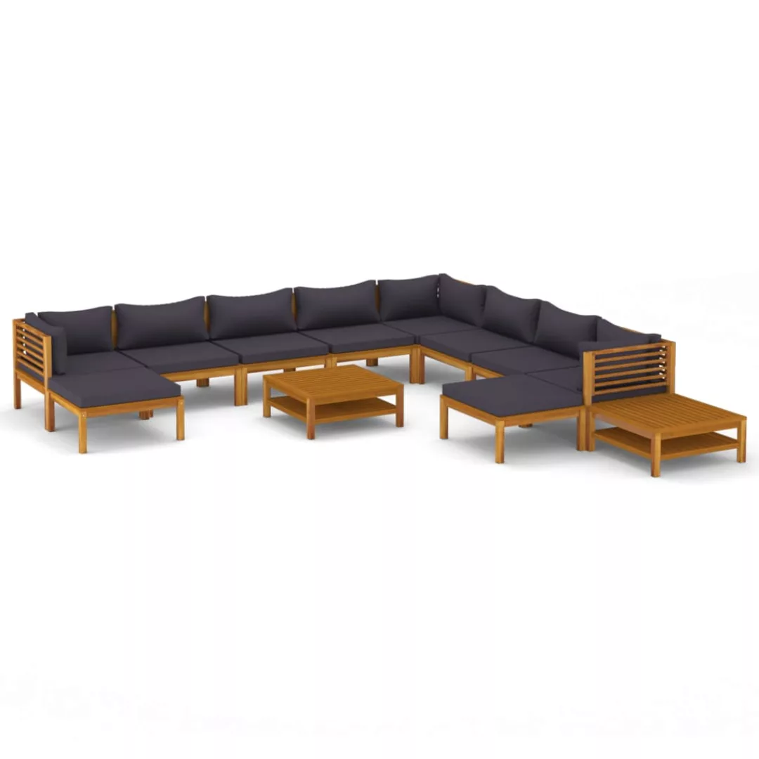 12-tlg. Garten-lounge-set Mit Auflage Massivholz Akazie günstig online kaufen