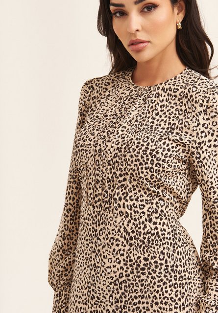 GINI LONDON Maxikleid Gini Animal Print Long Sleeve Midaxi Langärmeliges Mi günstig online kaufen