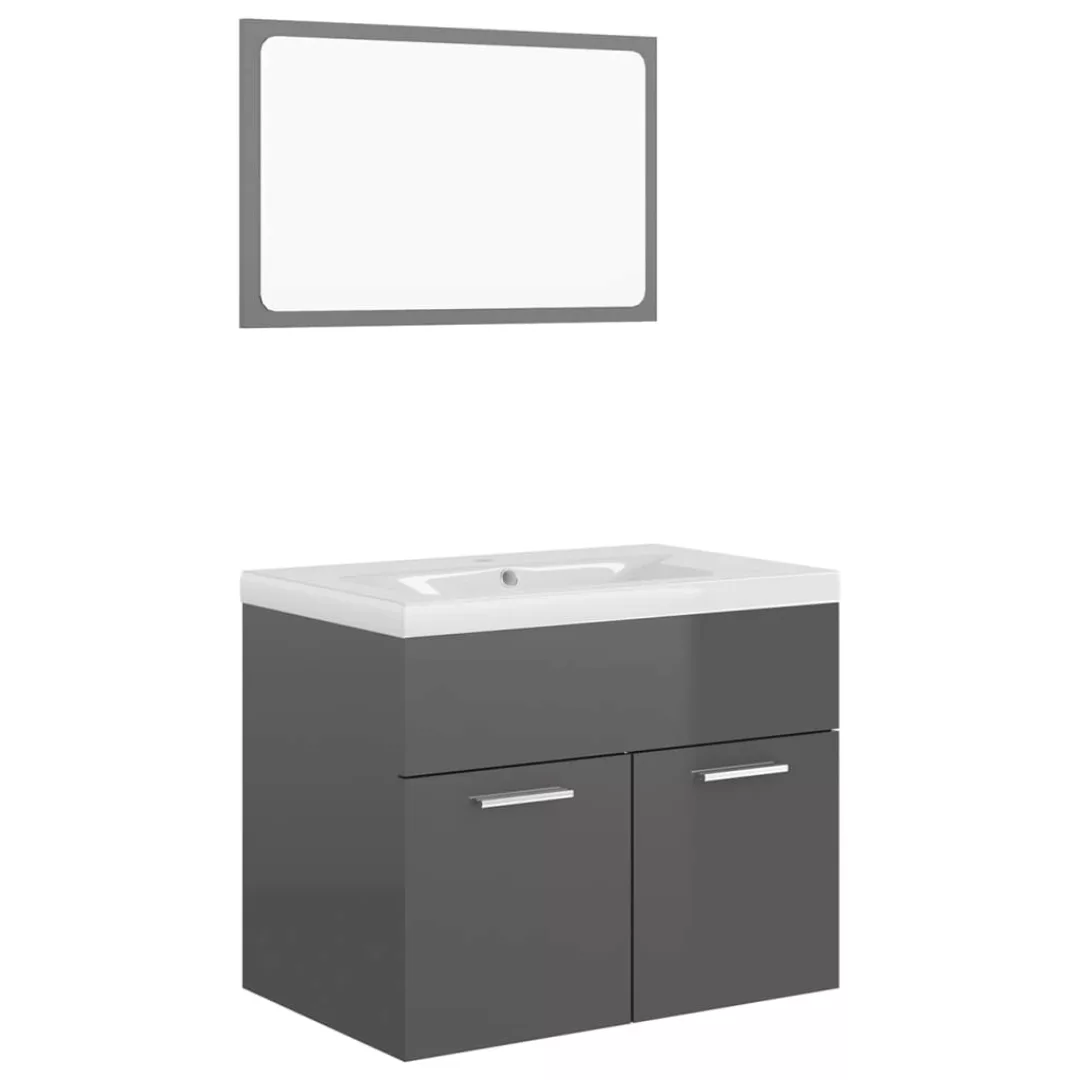 Badmöbel-set Hochglanz-grau Spanplatte günstig online kaufen