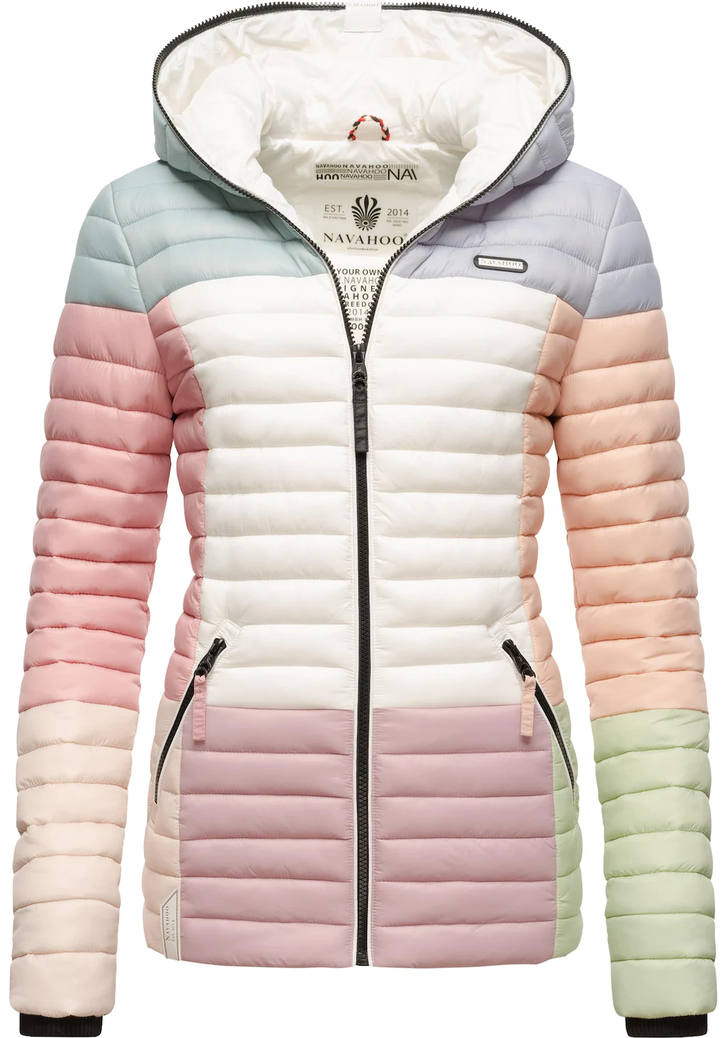 Navahoo Steppjacke "Multikulti", mit Kapuze, stylische Colorblocking Überga günstig online kaufen