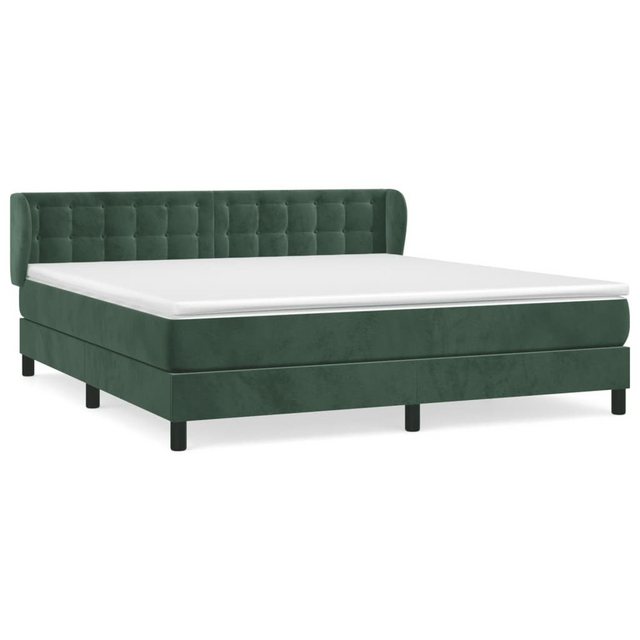 vidaXL Bettgestell Boxspringbett mit Matratze Dunkelgrün 200x200 cm Samt Be günstig online kaufen