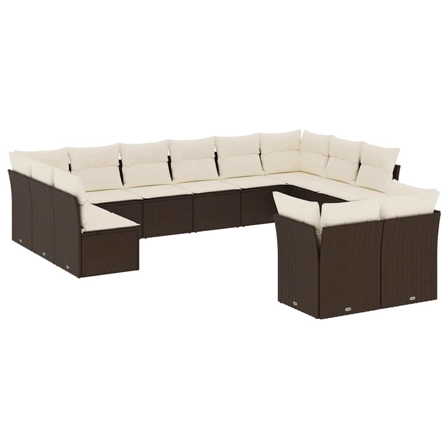vidaXL 12-Tlg Garten-Sofagarnitur mit Kissen Braun Poly Rattan 3218433 günstig online kaufen