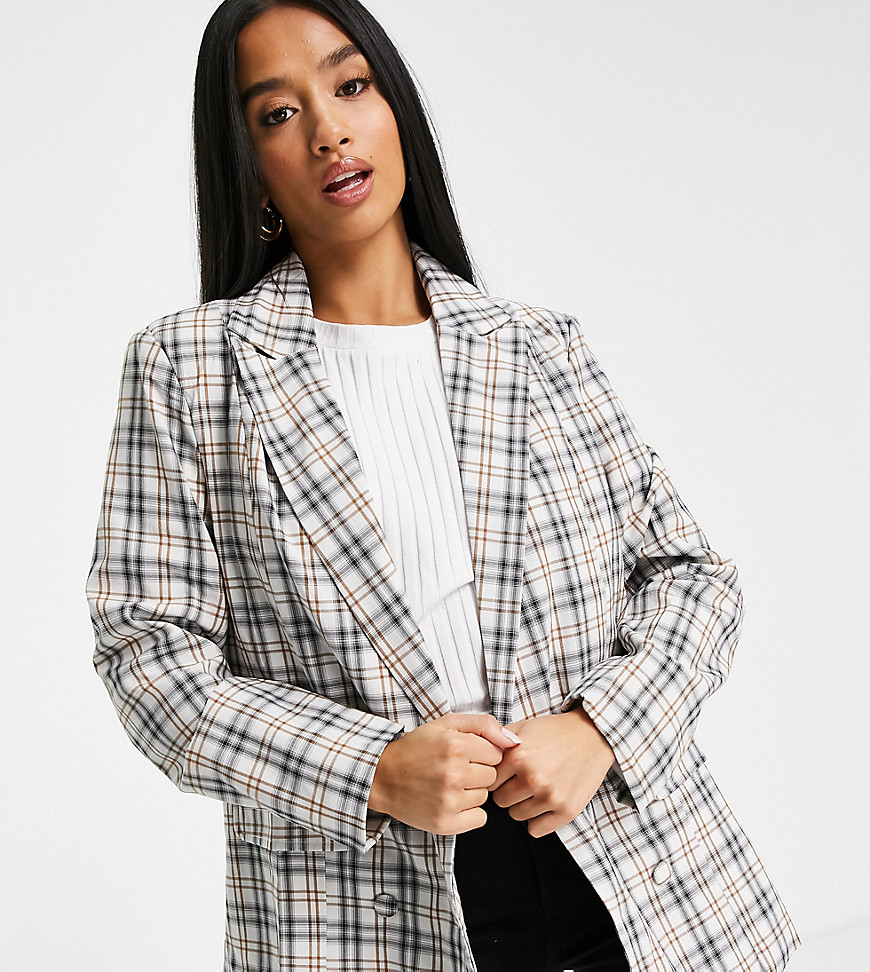 Missguided Petite – Boyfriend-Blazer mit Karomuster, Kombiteil-Bunt günstig online kaufen