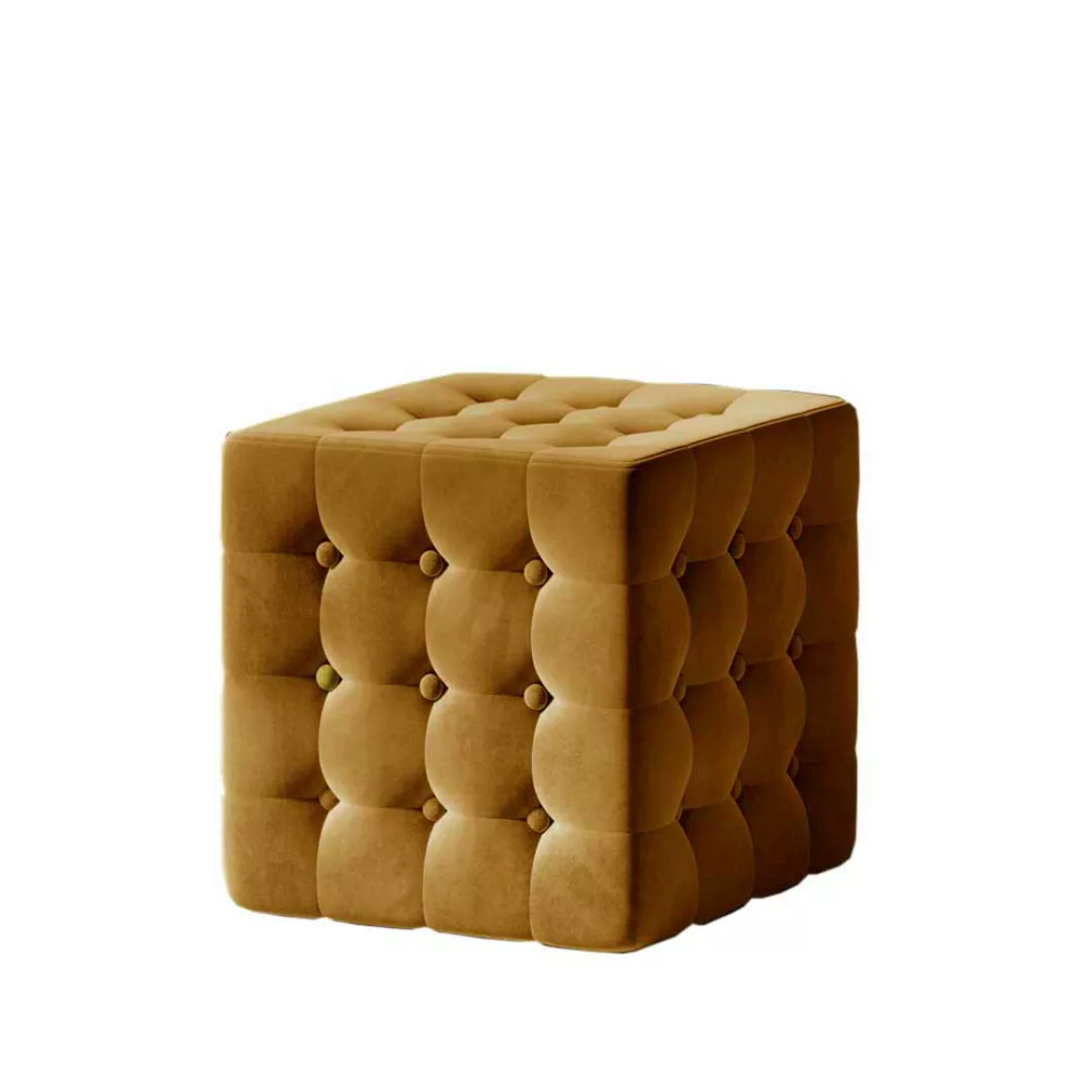 Hocker Sitzwürfel in Senfgelb aus Samt günstig online kaufen