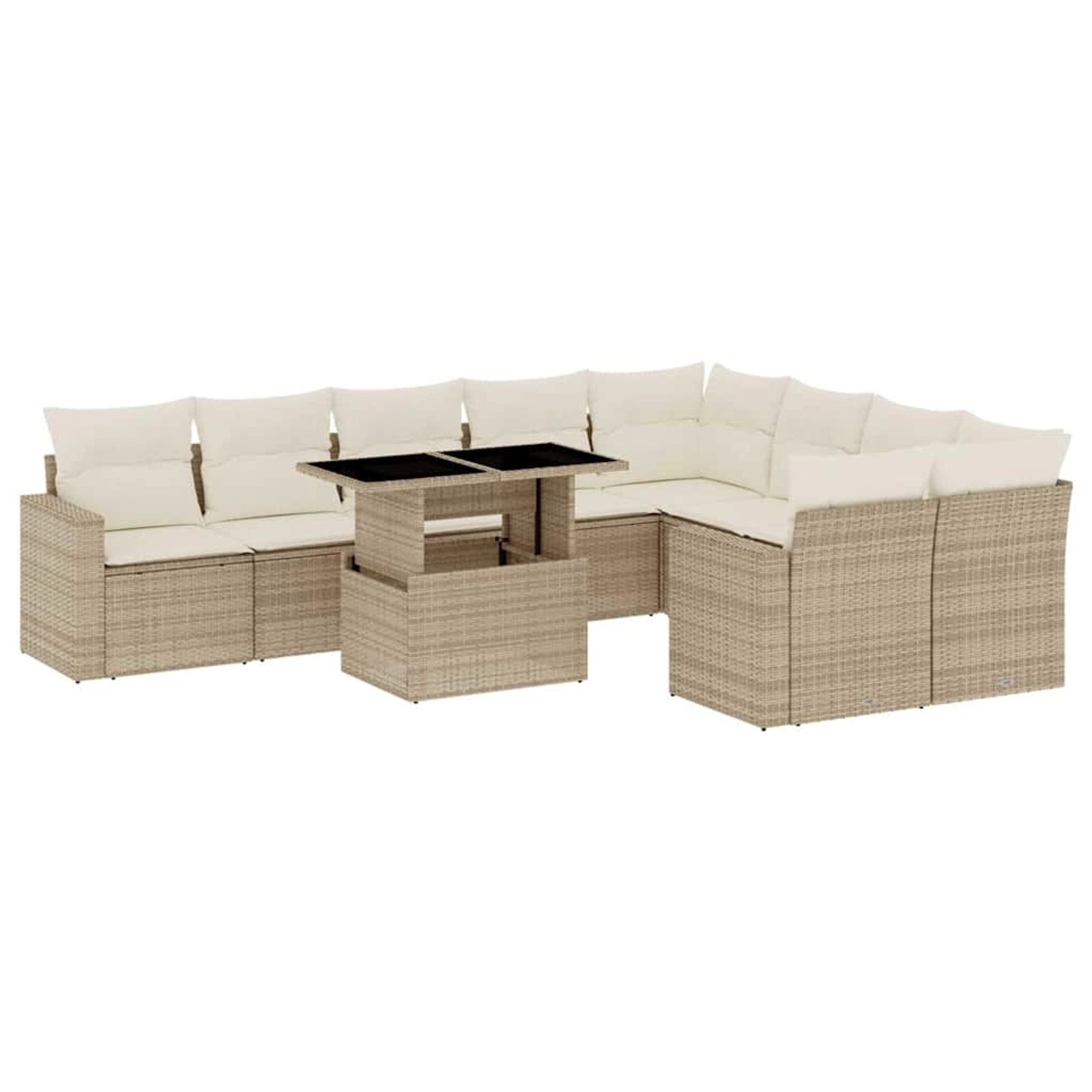 vidaXL 10-Tlg Garten-Sofagarnitur mit Kissen Beige Poly Rattan 3267498 günstig online kaufen
