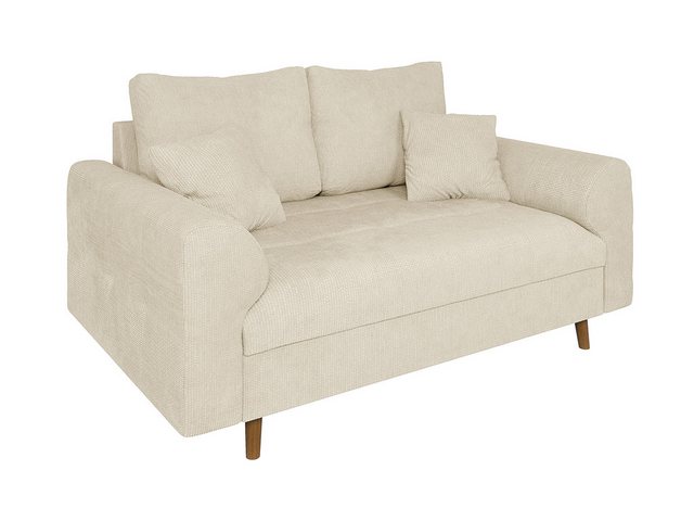 S-Style Möbel Sofa 2 sitzer Kristian mit Braun Holzfüßen aus Chenille-Stoff günstig online kaufen