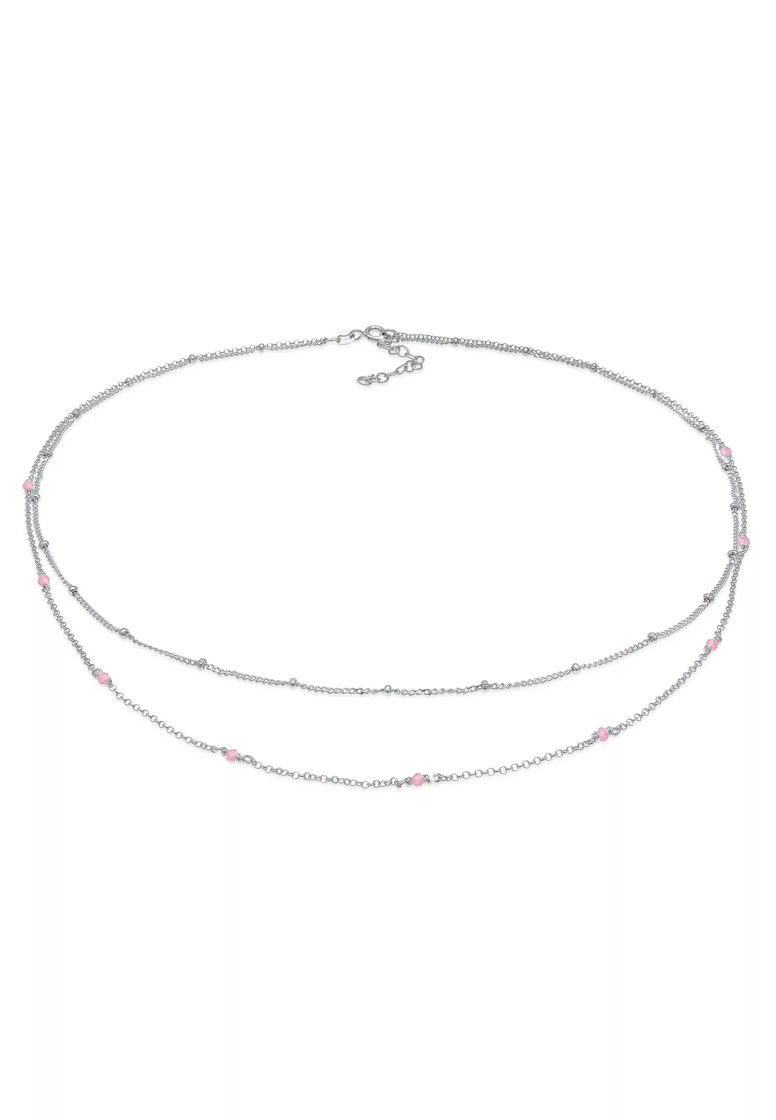 Elli Gliederkette "Layer Rosa Quarz Kugeln Beads 925 Silber" günstig online kaufen