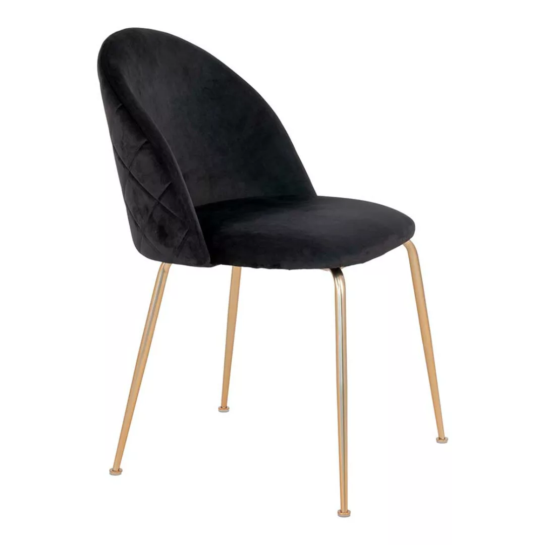 Esstisch Stühle elegant in Schwarz & Messing Retrostil (2er Set) günstig online kaufen