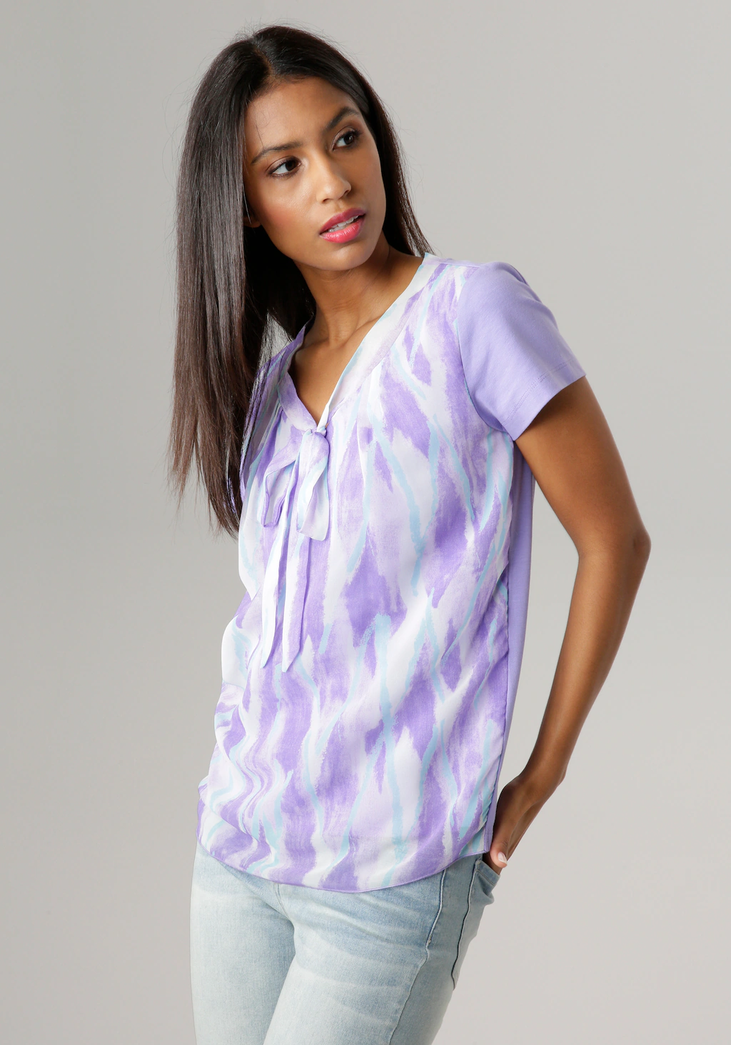 Aniston SELECTED Shirtbluse, mit gedoppeltem Vorderteil und Schluppe günstig online kaufen