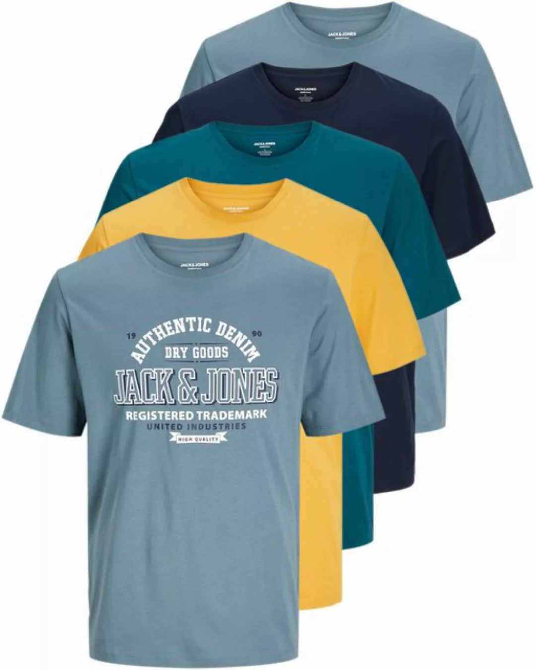 Jack & Jones Print-Shirt Bedrucktes T-Shirt aus Baumwolle (5er-Pack) günstig online kaufen