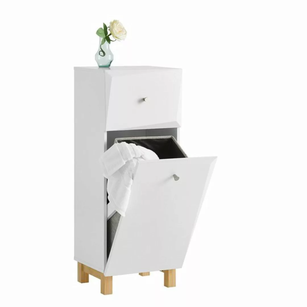 SoBuy Wäscheschrank mit ausklappbarem Wäschesack MDF Vlies Weiß BZR93-W günstig online kaufen