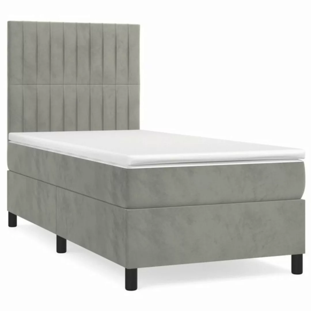 furnicato Bett Boxspringbett mit Matratze Hellgrau 90x200 cm Samt günstig online kaufen