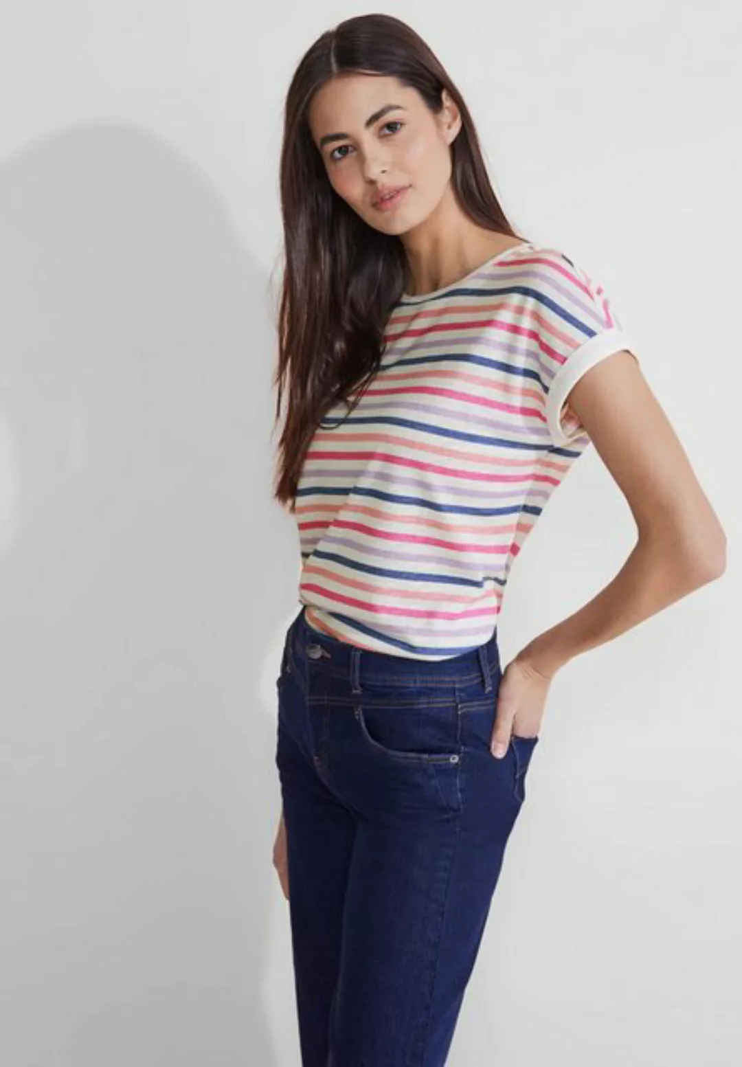 STREET ONE Shirttop mit mehrfarbigem Streifen-Muster günstig online kaufen