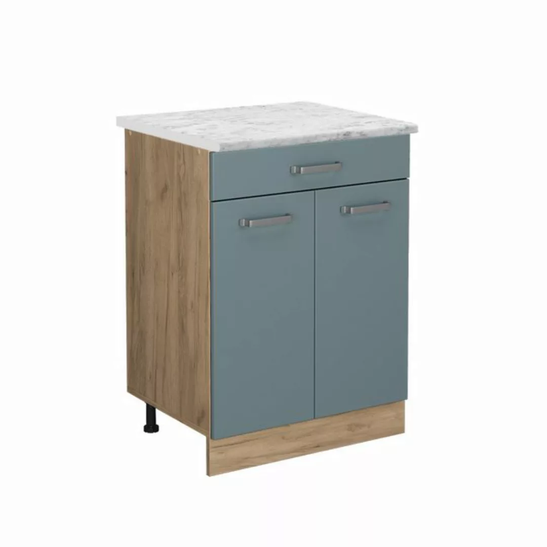 Vicco Unterschrank R-Line, Blau-Grau/Goldkraft Eiche, 60 cm AP Marmor günstig online kaufen