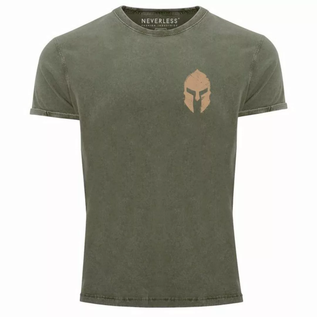 Neverless Print-Shirt Herren Vintage Shirt Logo Print Sparta-Helm Spartaner günstig online kaufen