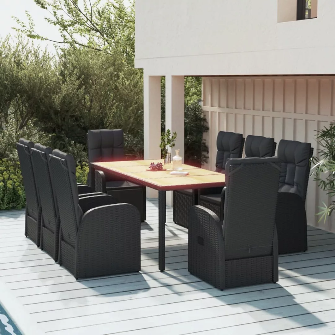 Vidaxl 9-tlg. Garten-essgruppe Mit Kissen Schwarz Poly Rattan günstig online kaufen