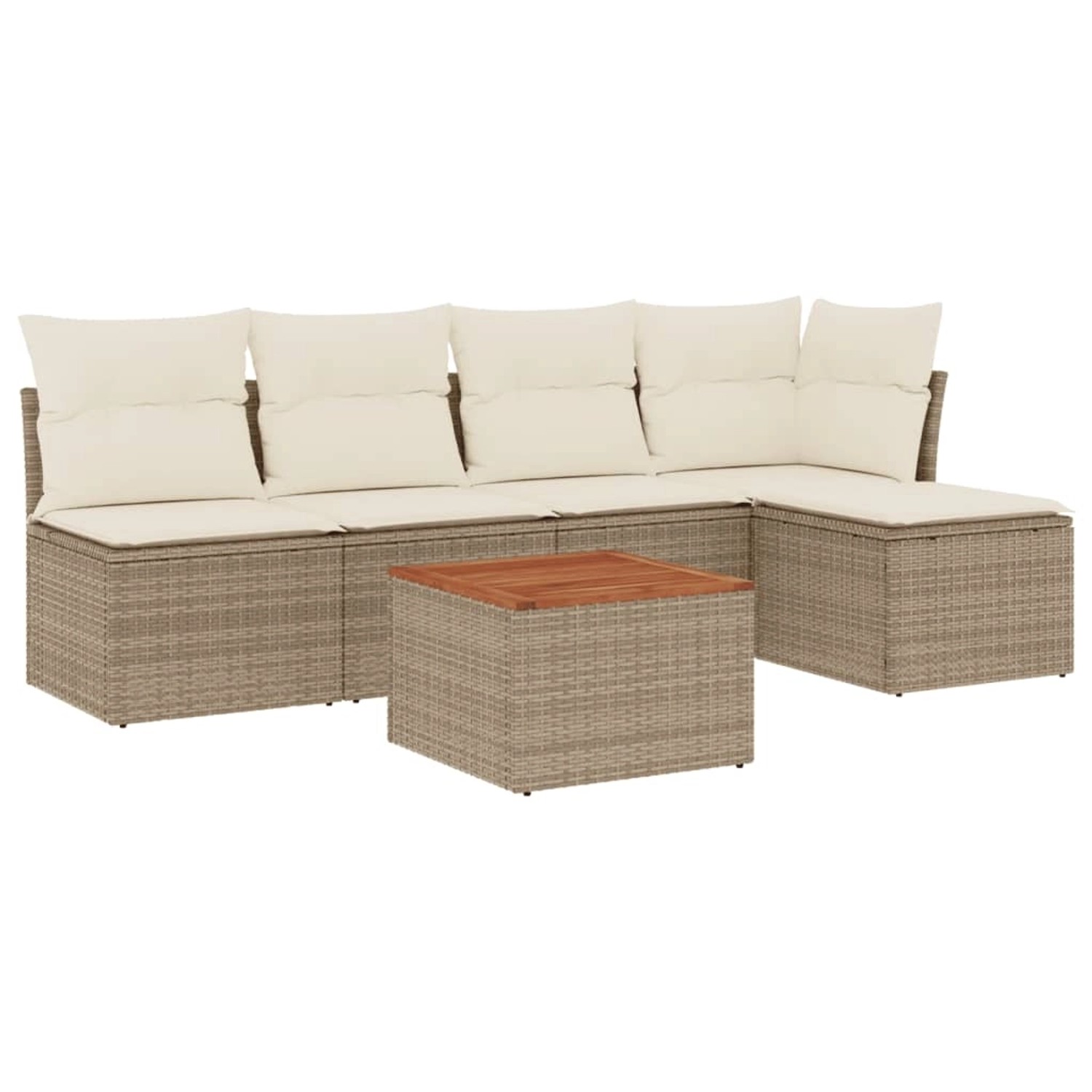 vidaXL 6-Tlg Garten-Sofagarnitur mit Kissen Beige Poly Rattan 3255932 günstig online kaufen