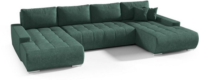 Compleo Ecksofa mit Schlaffunktion aus Velourstoff MONA, mit Bettkasten, U- günstig online kaufen