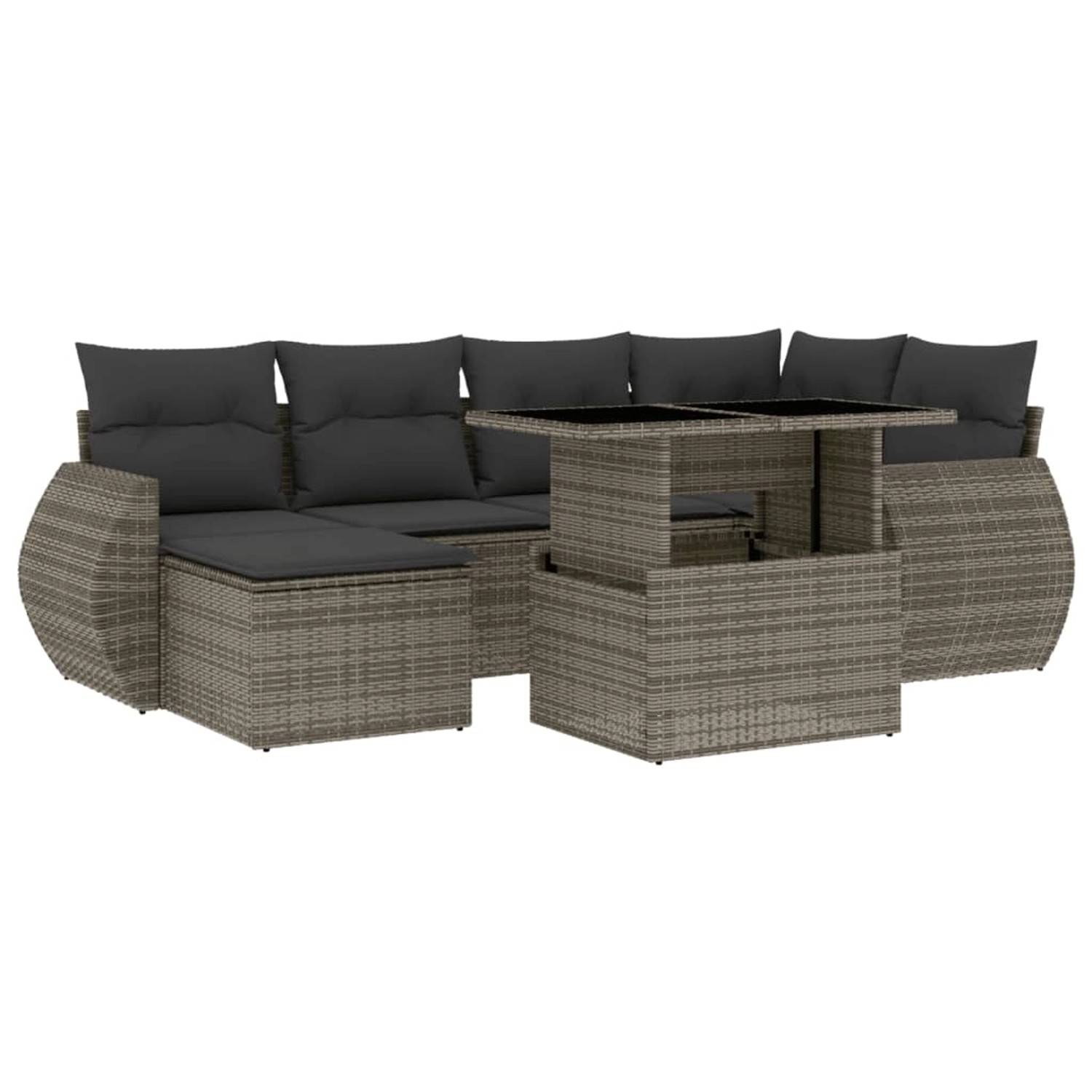 vidaXL 7-tlg Garten-Sofagarnitur mit Kissen Grau Poly Rattan Modell 173 günstig online kaufen