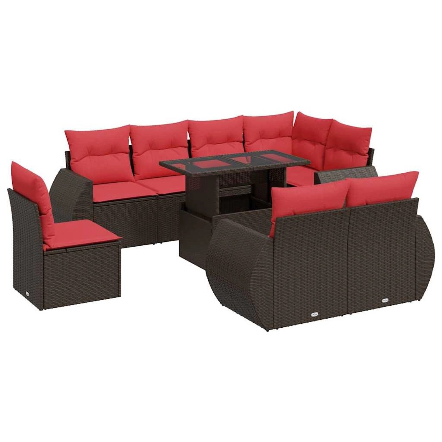vidaXL 9-Tlg Garten-Sofagarnitur mit Kissen Braun Poly Rattan Akazie 332666 günstig online kaufen