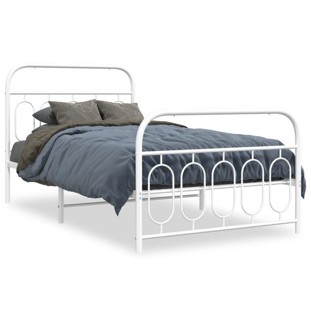 vidaXL Bett, Bettgestell mit Kopf- und Fußteil Metall Weiß 100x190 cm günstig online kaufen