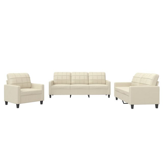 vidaXL Sofa Sofagarnitur mit Kissen Kunstleder, Standard, Creme günstig online kaufen