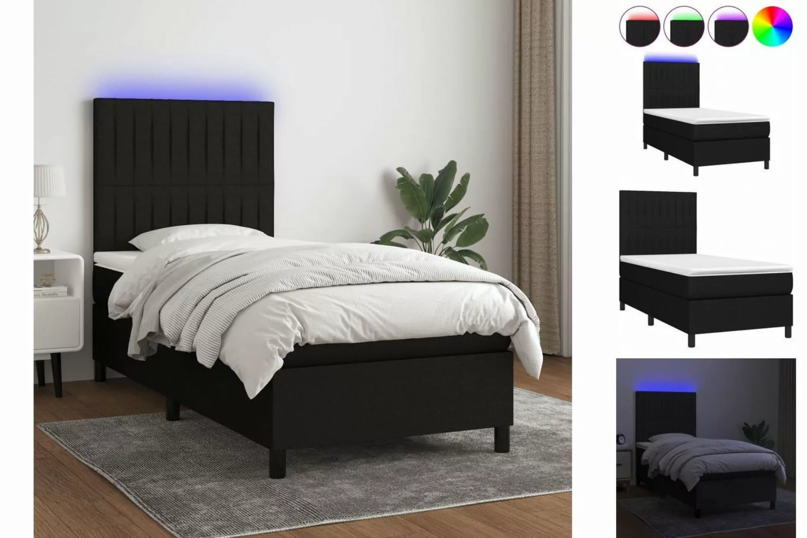 vidaXL Boxspringbett Bett Boxspringbett mit Matratze & LED Stoff (100 x 200 günstig online kaufen