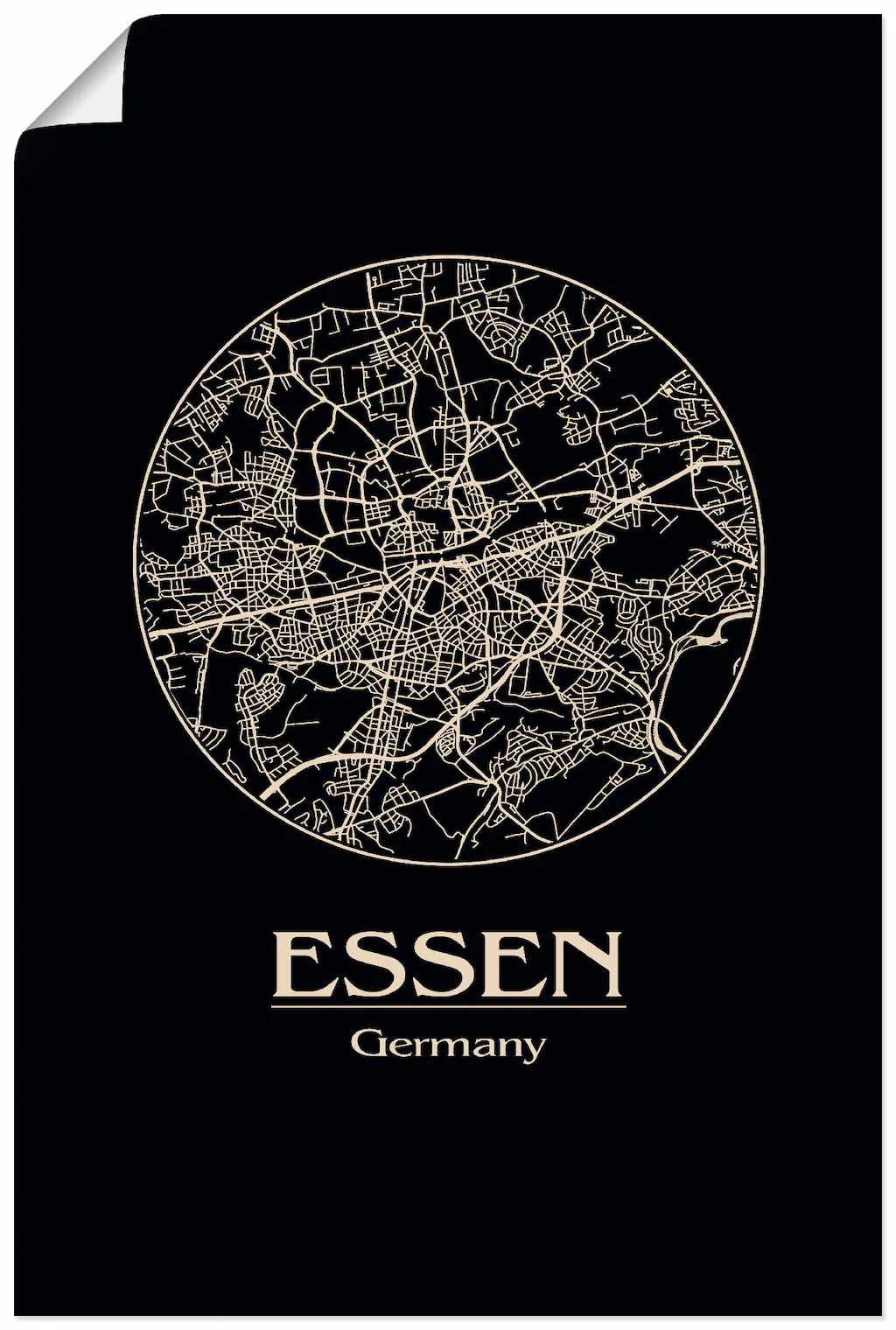 Artland Wandbild "Retro Karte Essen Deutschland Kreis", Deutschland, (1 St. günstig online kaufen
