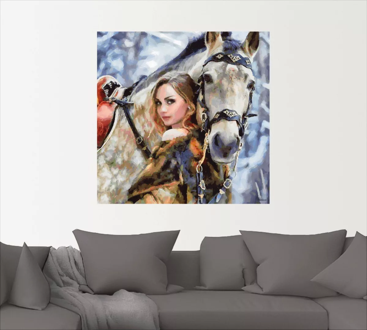 Artland Wandbild »Mädchen mit weißem Pferd«, Portrait, (1 St.), als Leinwan günstig online kaufen