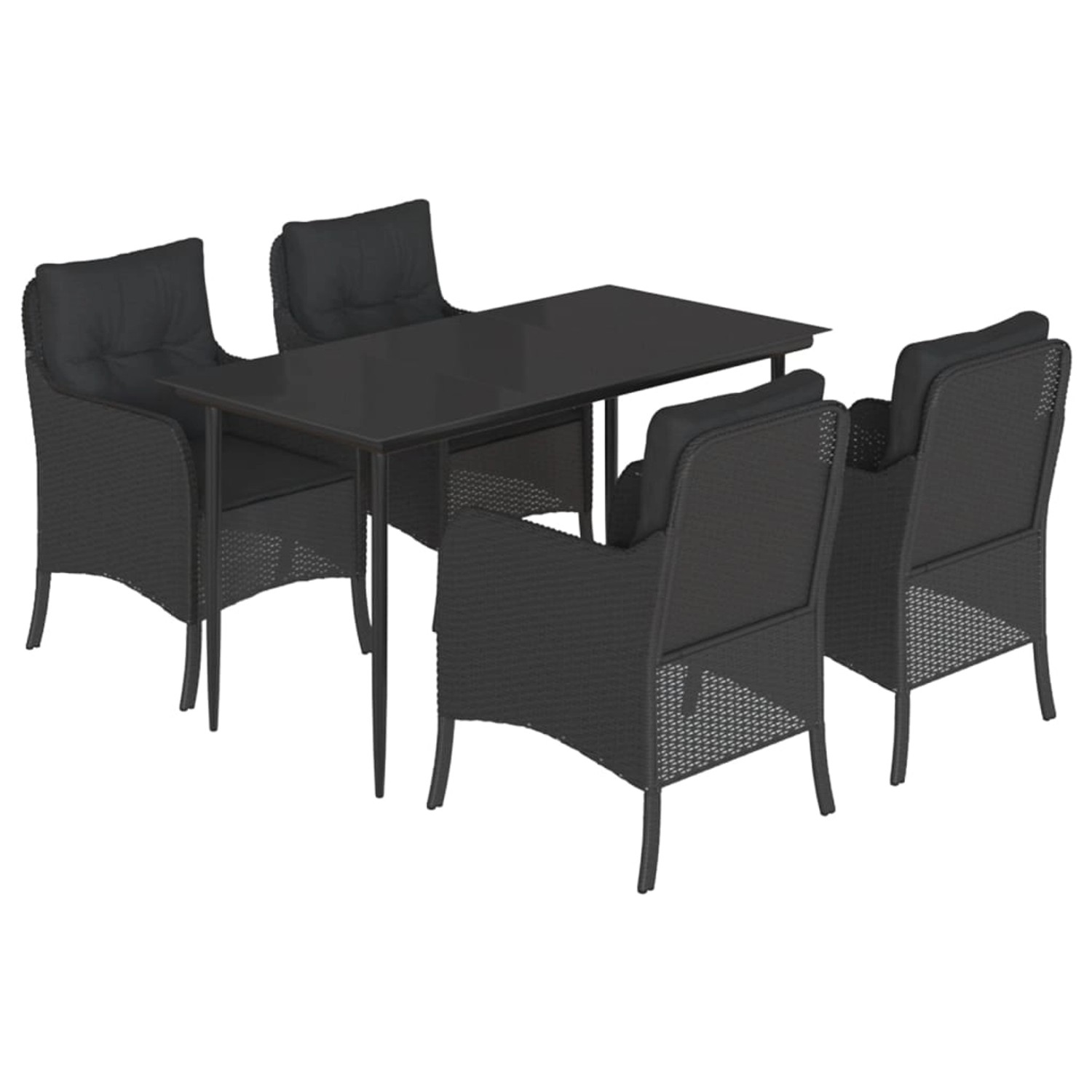 vidaXL 5-Tlg Garten-Essgruppe mit Kissen Schwarz Poly Rattan 3211922 günstig online kaufen