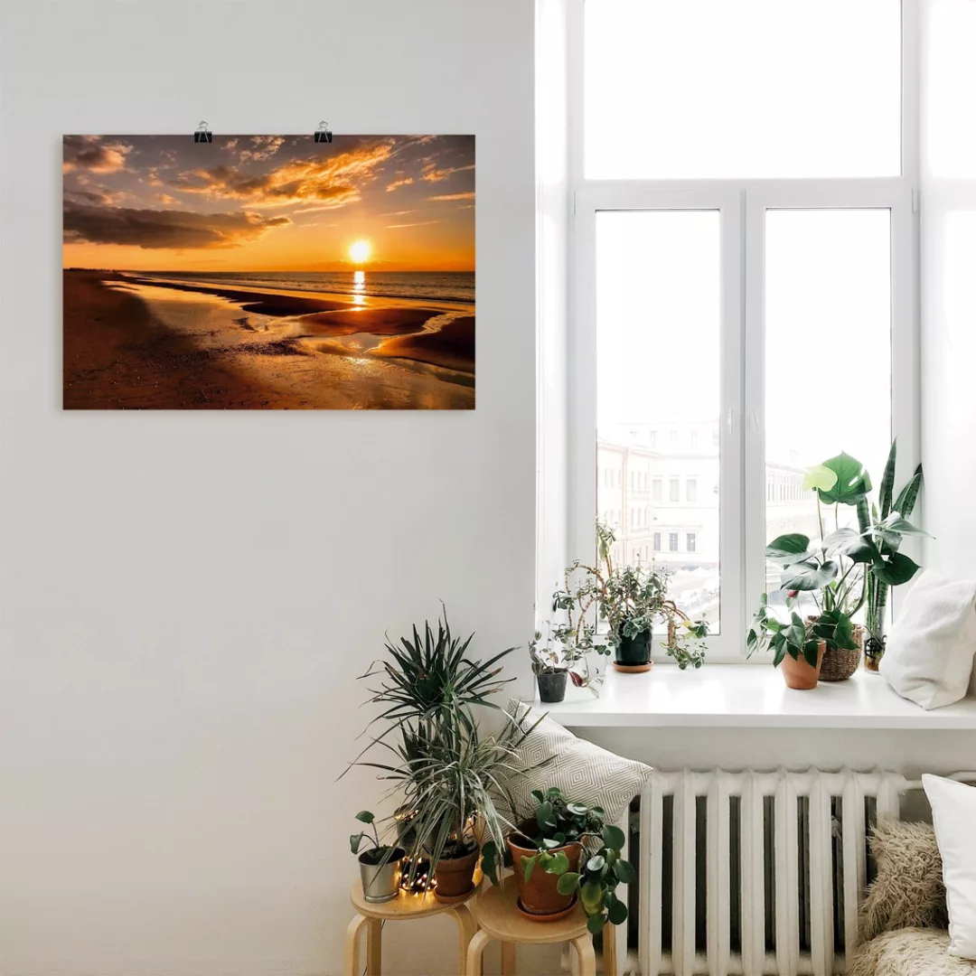 Artland Wandbild »Sonnenuntergang am Mittelmeer«, Strand, (1 St.), als Lein günstig online kaufen